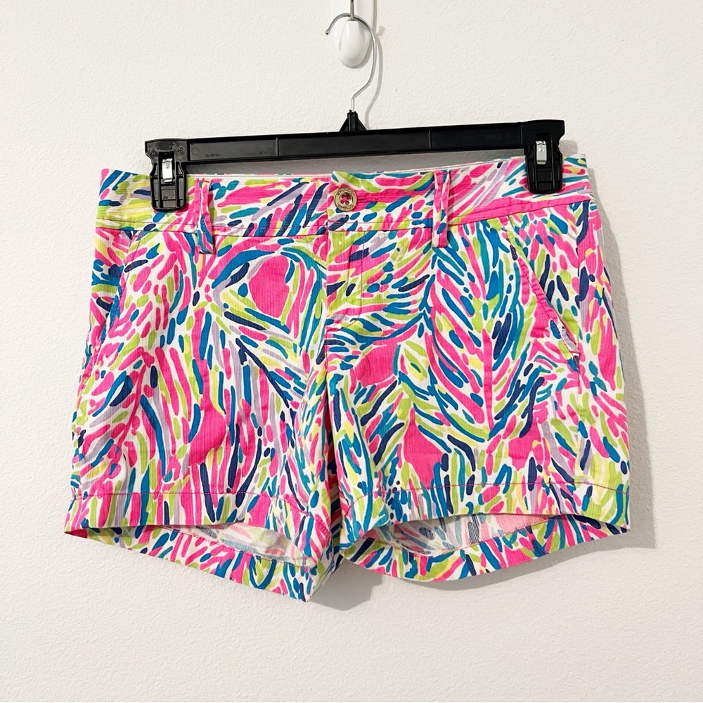 Lilly Pulitzer Callahan Shorts Pink Multicolor Palm Ria Reader Size 4